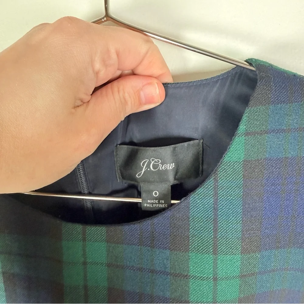 J.Crew Black Watch Plaid Wool Sleeveless Sheath Dress
